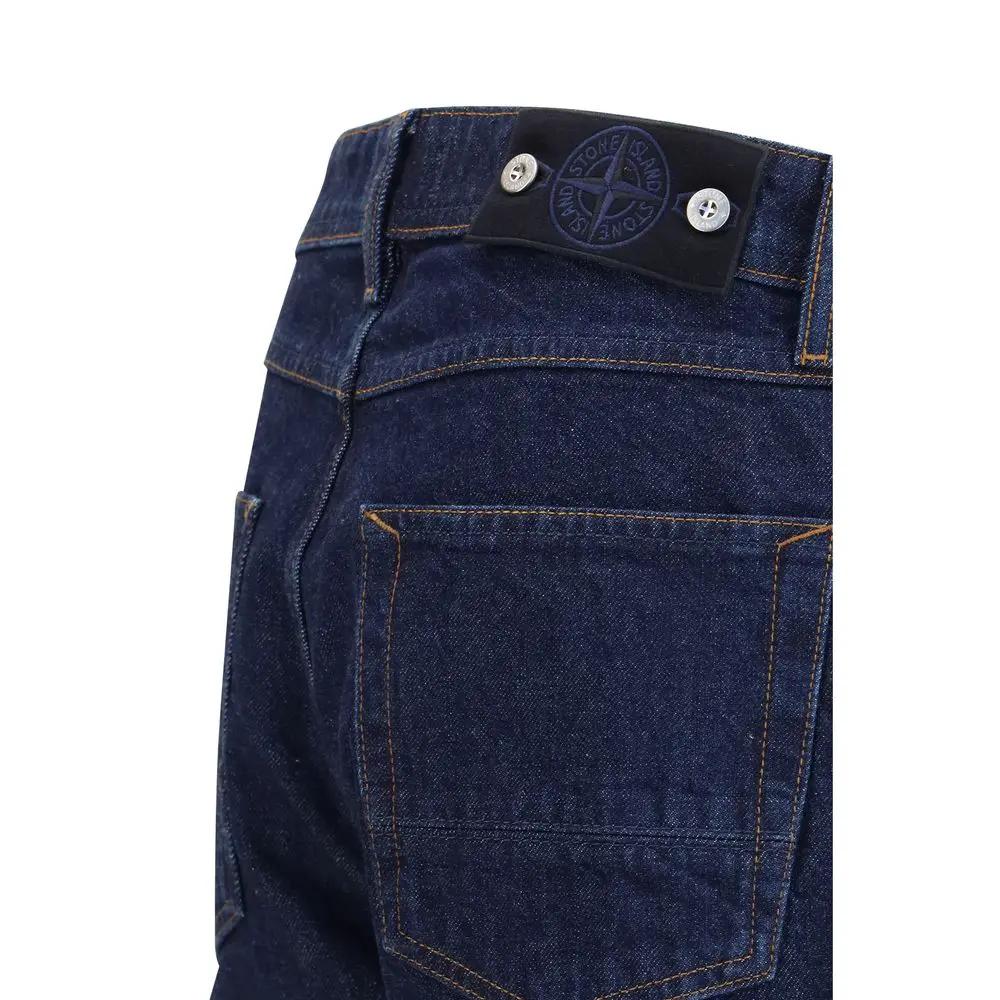 Stone Island Stone Island Blue Cotton Straight-Leg Jeans