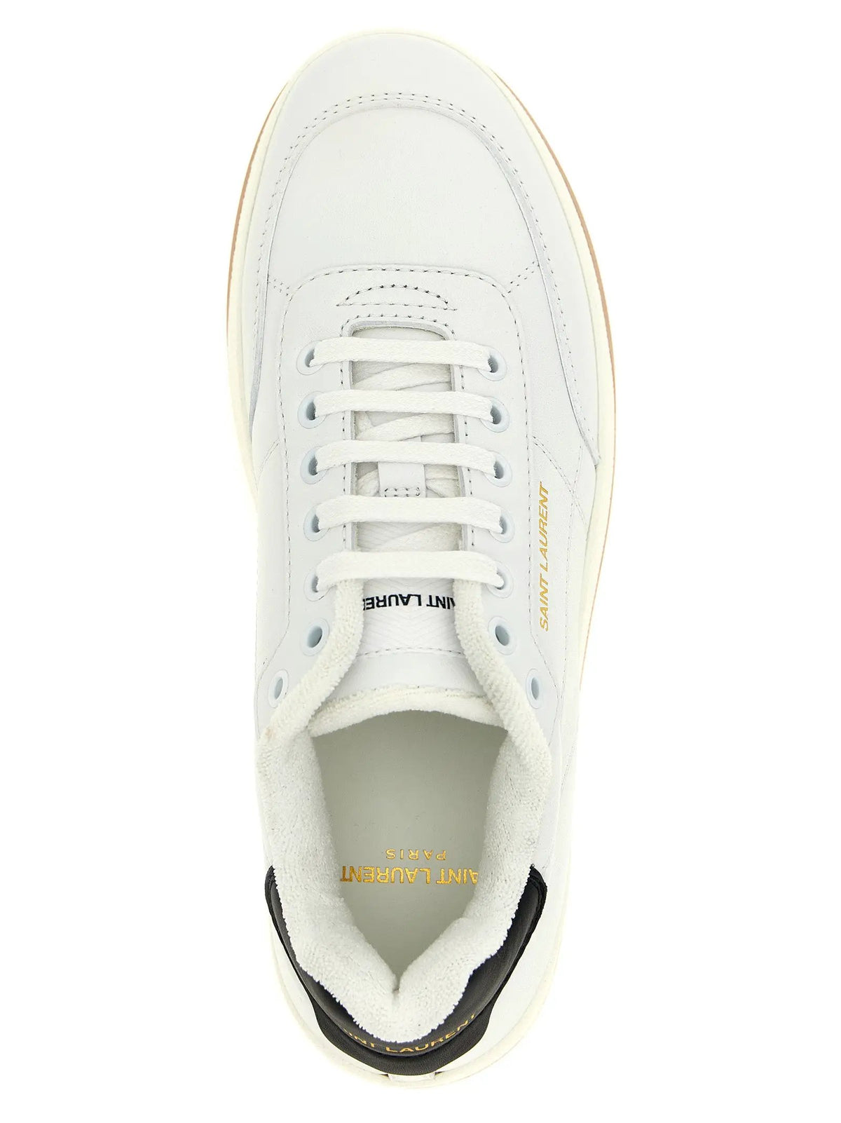 Saint Laurent Bicolor Calfskin Low Top Sneakers