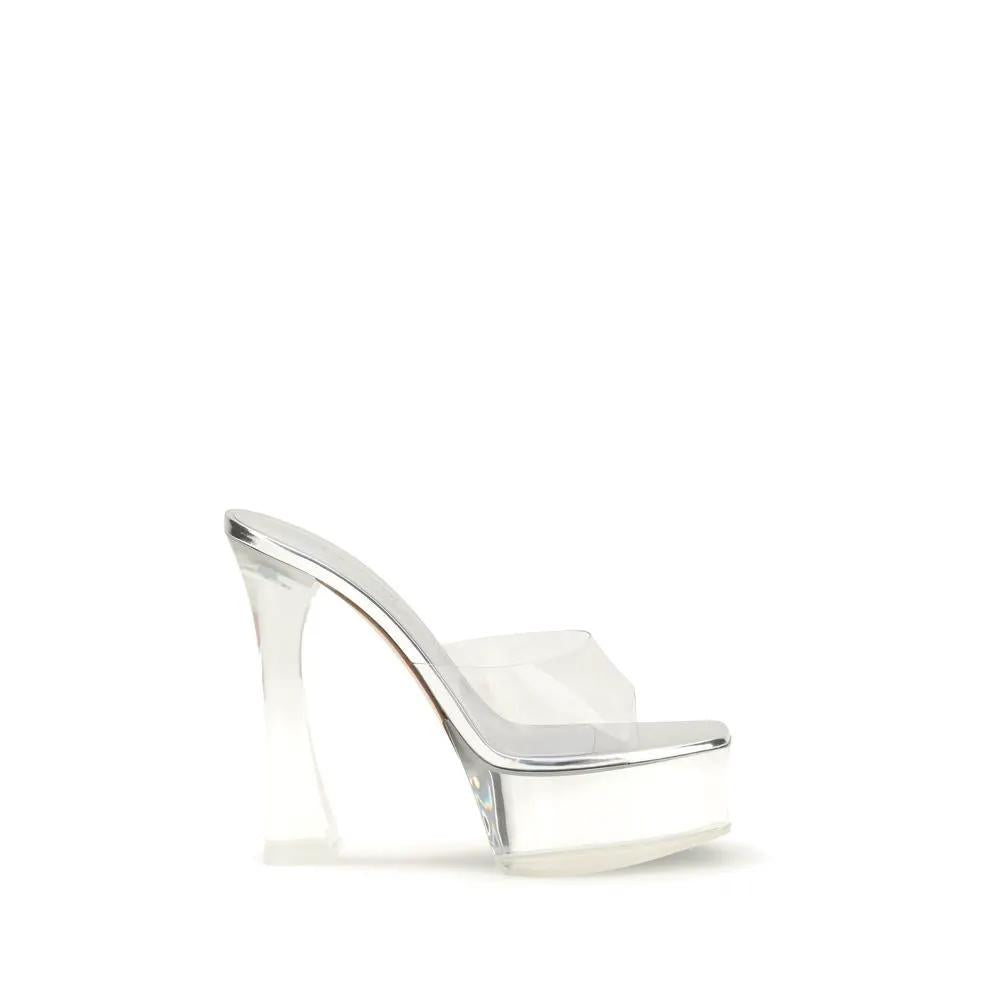 Amina Muaddi Silver Pvc Platform Sandals