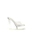 Amina Muaddi Silver Pvc Platform Sandals