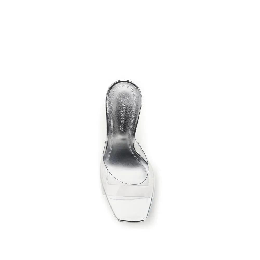Amina Muaddi Silver Pvc Platform Sandals