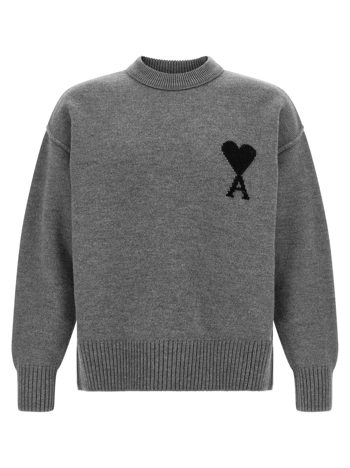 Ami Paris Ami Paris Gray Wool Cardigan