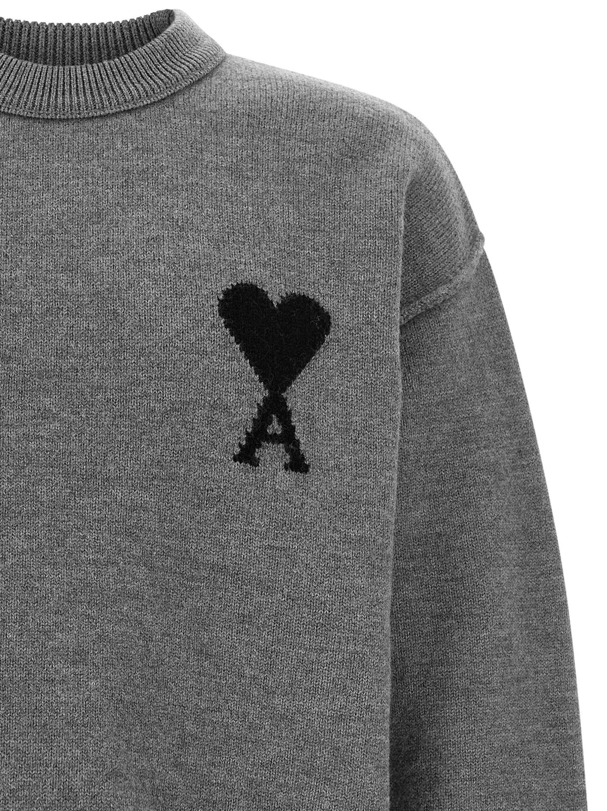 Ami Paris Ami Paris Gray Wool Cardigan
