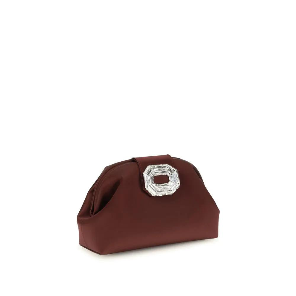Amina Muaddi Amina Muaddi Bordeaux Satin Shoulder Bag