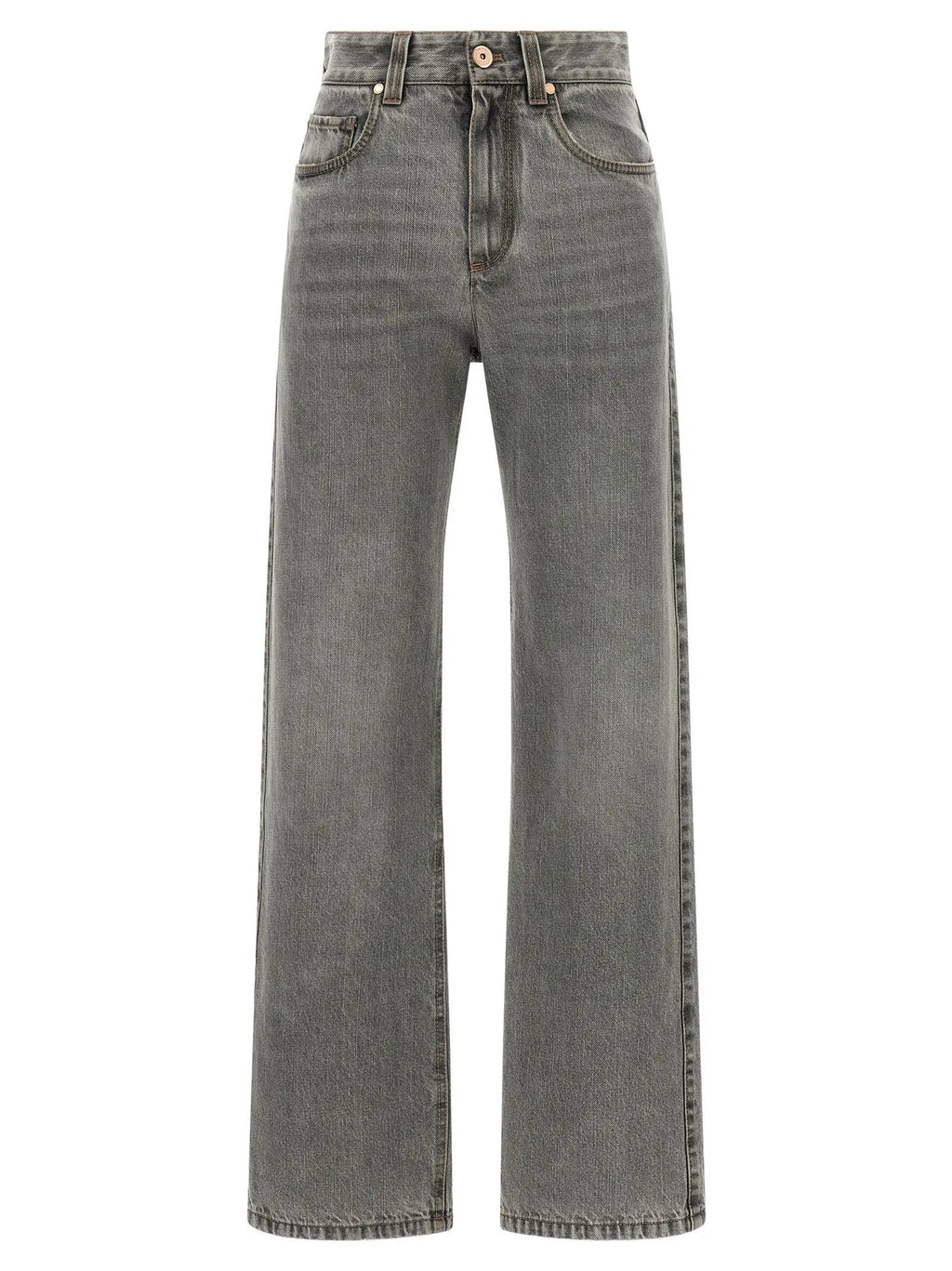 Brunello Cucinelli Brunello Cucinelli Gray Cotton Straight-Leg Jeans