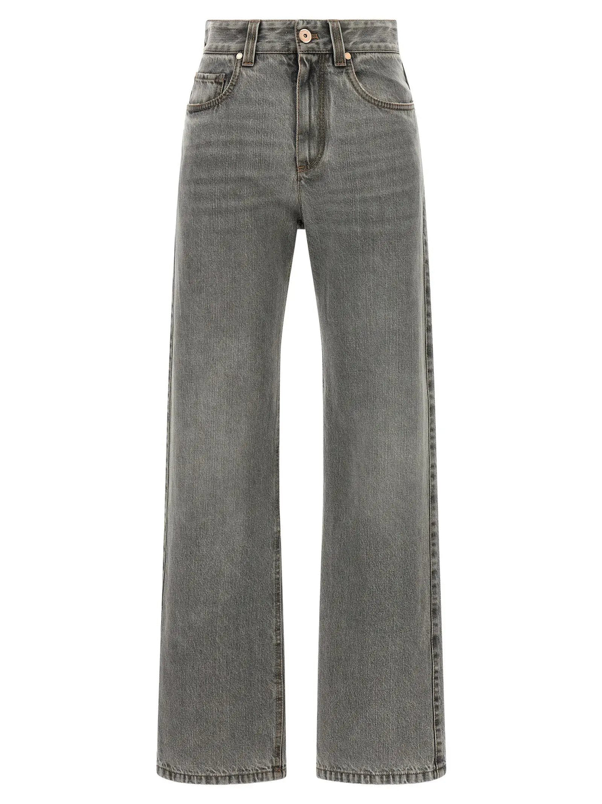 Brunello Cucinelli Brunello Cucinelli Gray Cotton Straight-Leg Jeans