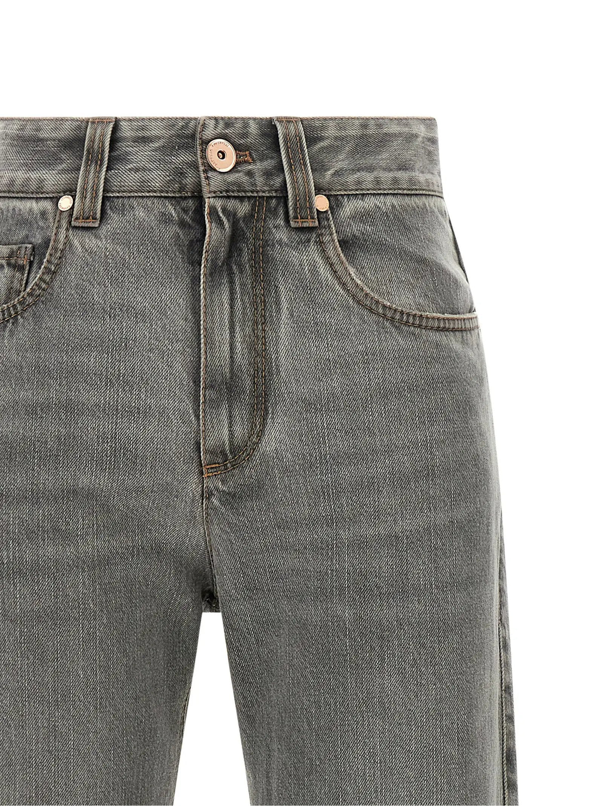 Brunello Cucinelli Brunello Cucinelli Gray Cotton Straight-Leg Jeans