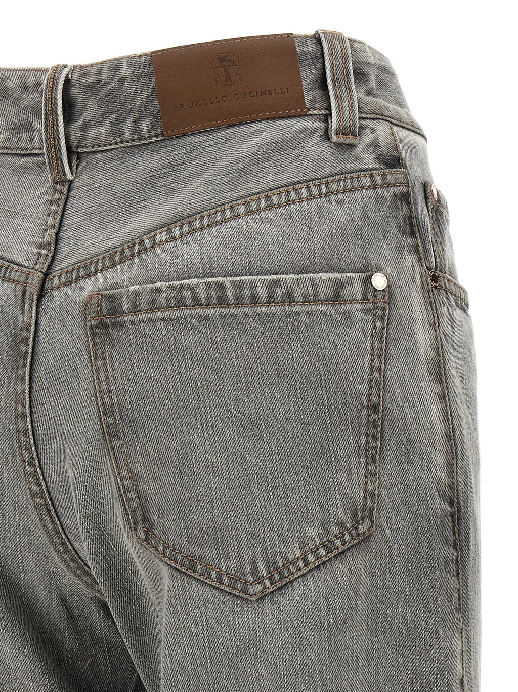 Brunello Cucinelli Brunello Cucinelli Gray Cotton Straight-Leg Jeans