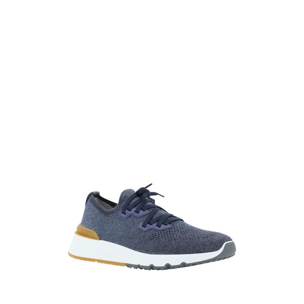 Brunello Cucinelli Brunello Cucinelli Blue Cotton Athletic Sneakers