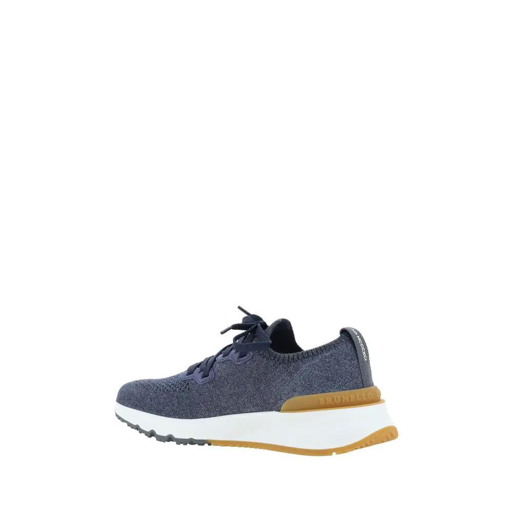 Brunello Cucinelli Brunello Cucinelli Blue Cotton Athletic Sneakers