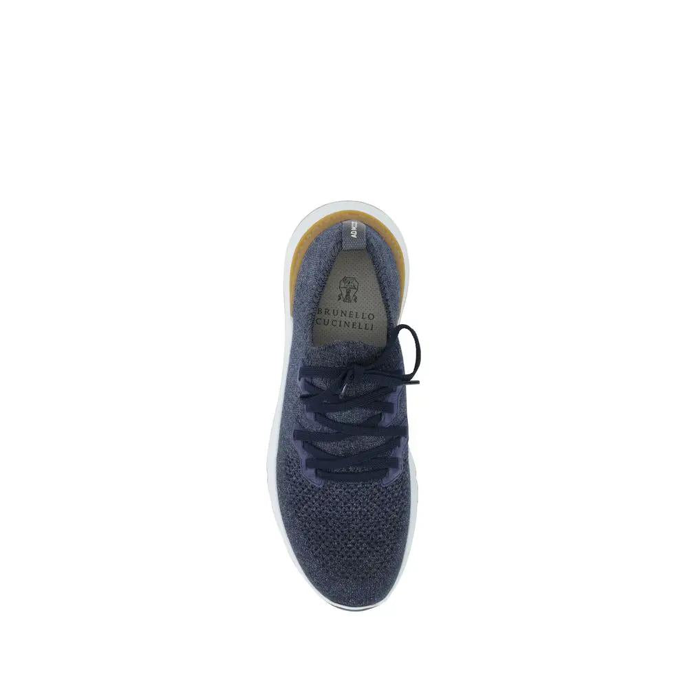 Brunello Cucinelli Brunello Cucinelli Blue Cotton Athletic Sneakers