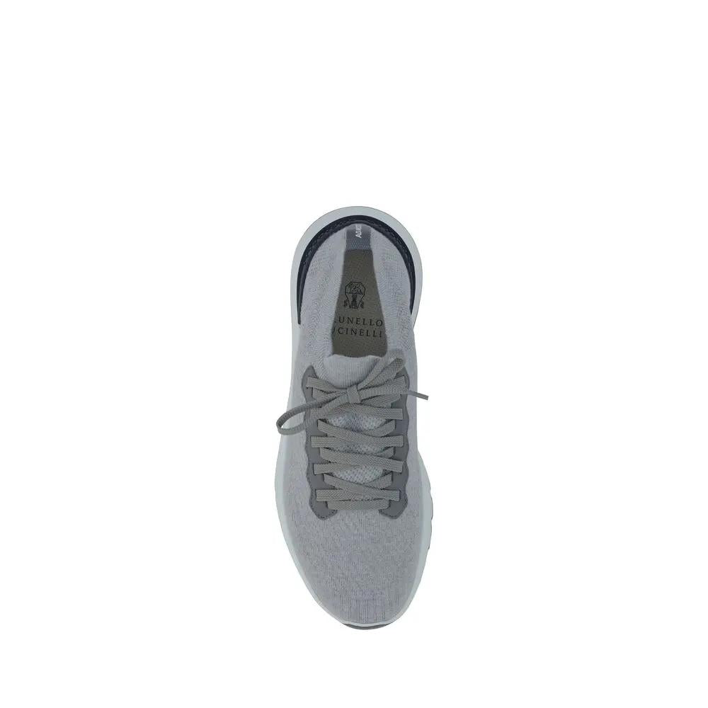 Brunello Cucinelli Gray Cotton Athletic Sneakers