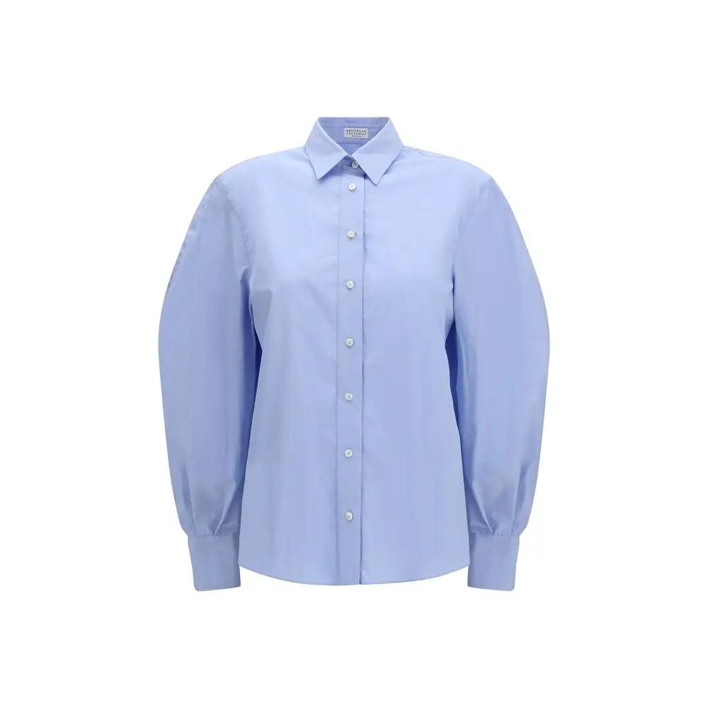 Brunello Cucinelli Brunello Cucinelli Blue Cotton Blouse