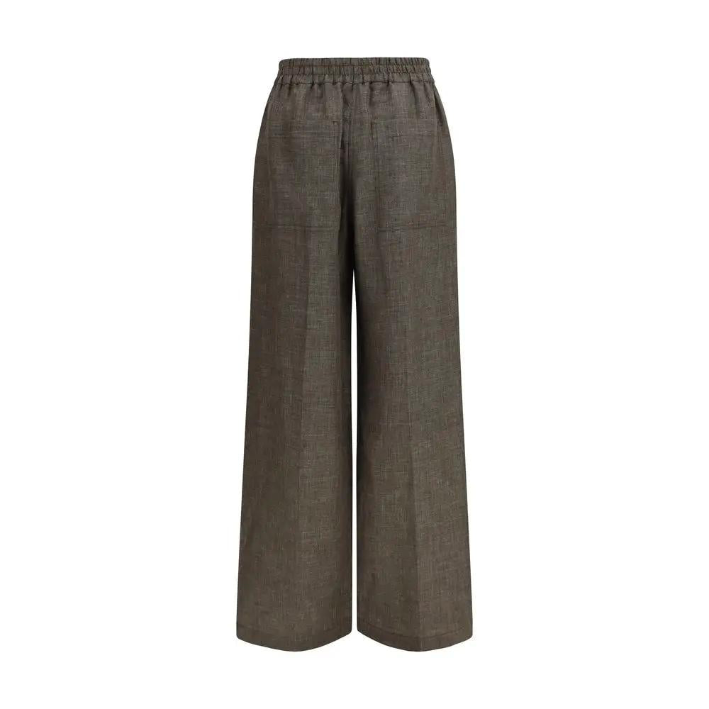Brunello Cucinelli Brunello Cucinelli Brown Linen Casual Pants