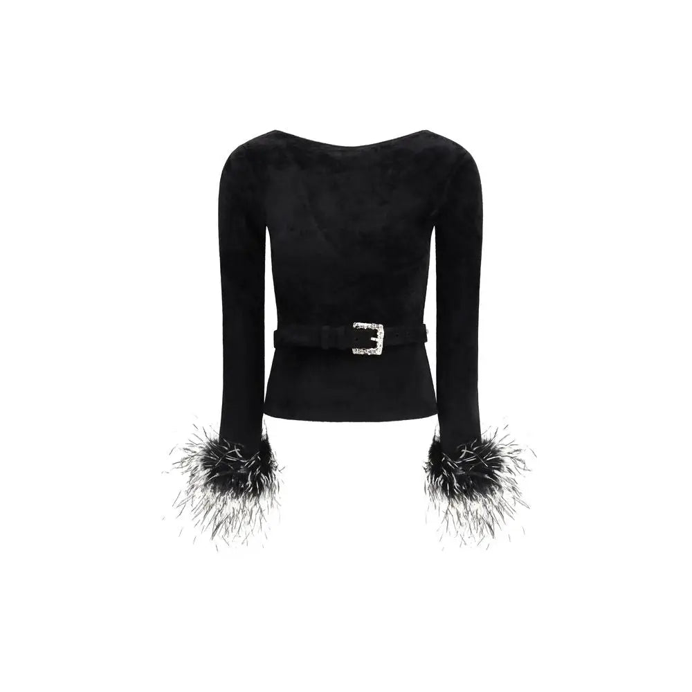 Self-Portrait Black Viscose Blouse