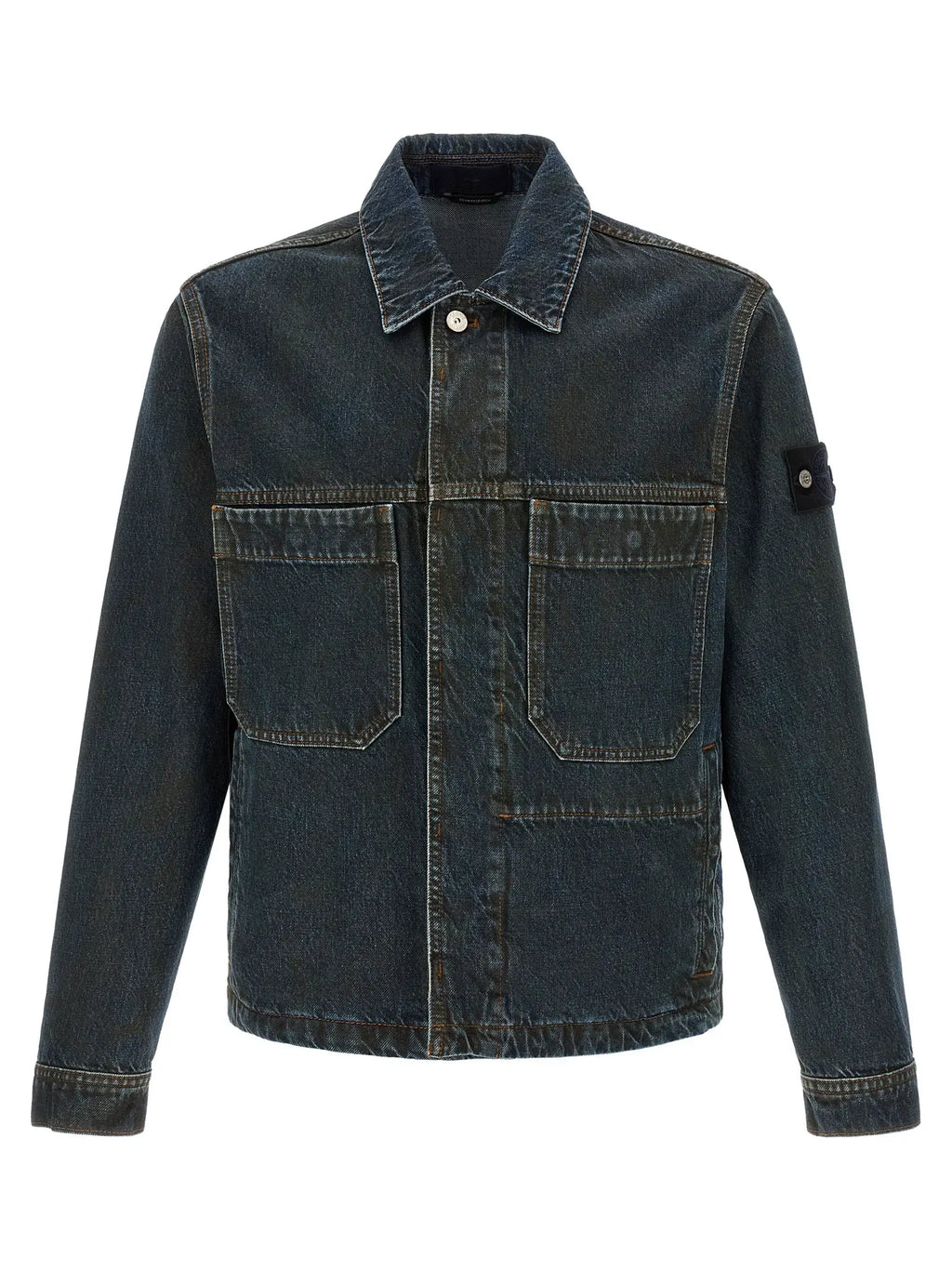 Stone Island Blue Cotton Denim Jacket