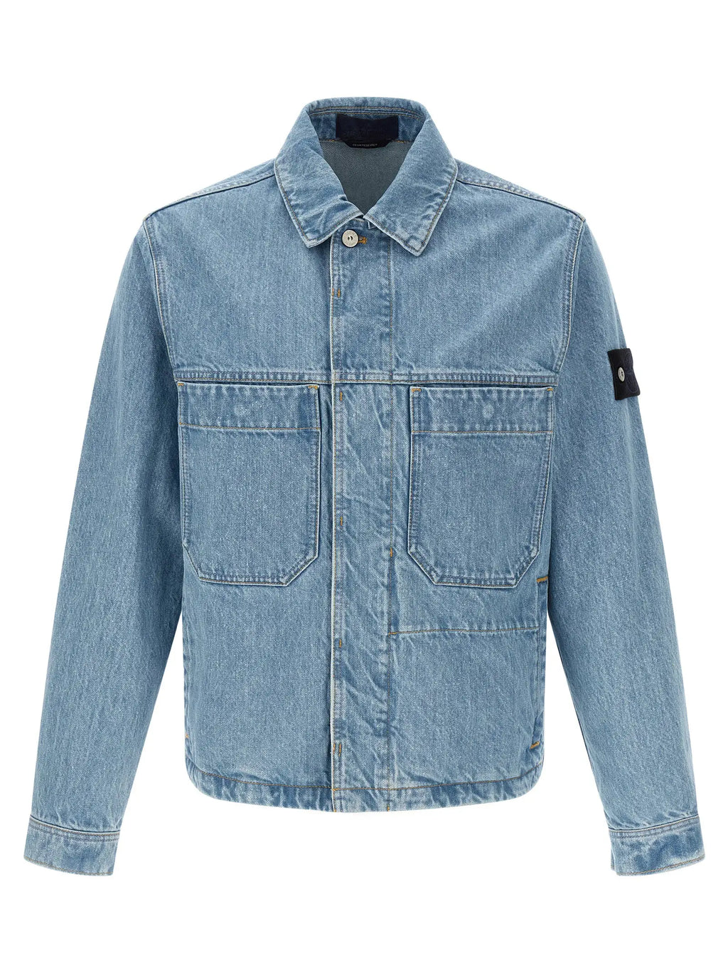 Stone Island Blue Cotton Denim Jacket