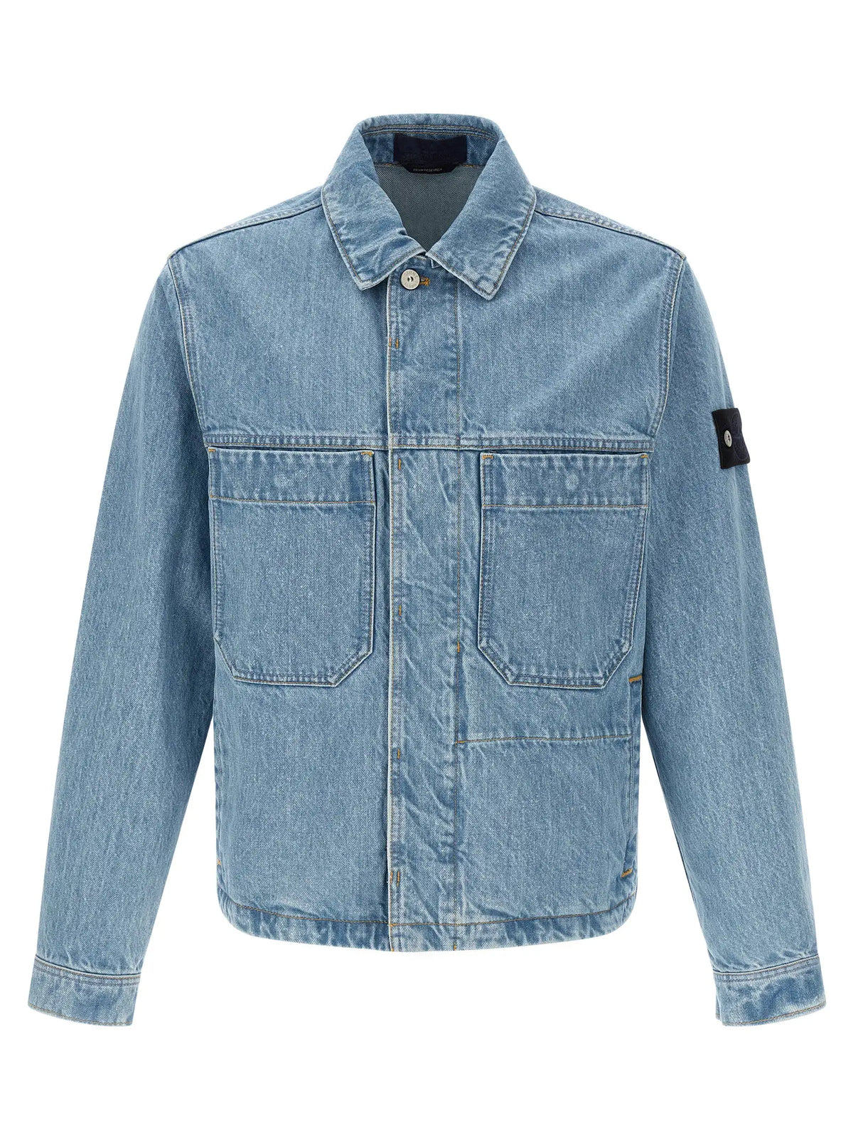 Stone Island Blue Cotton Denim Jacket