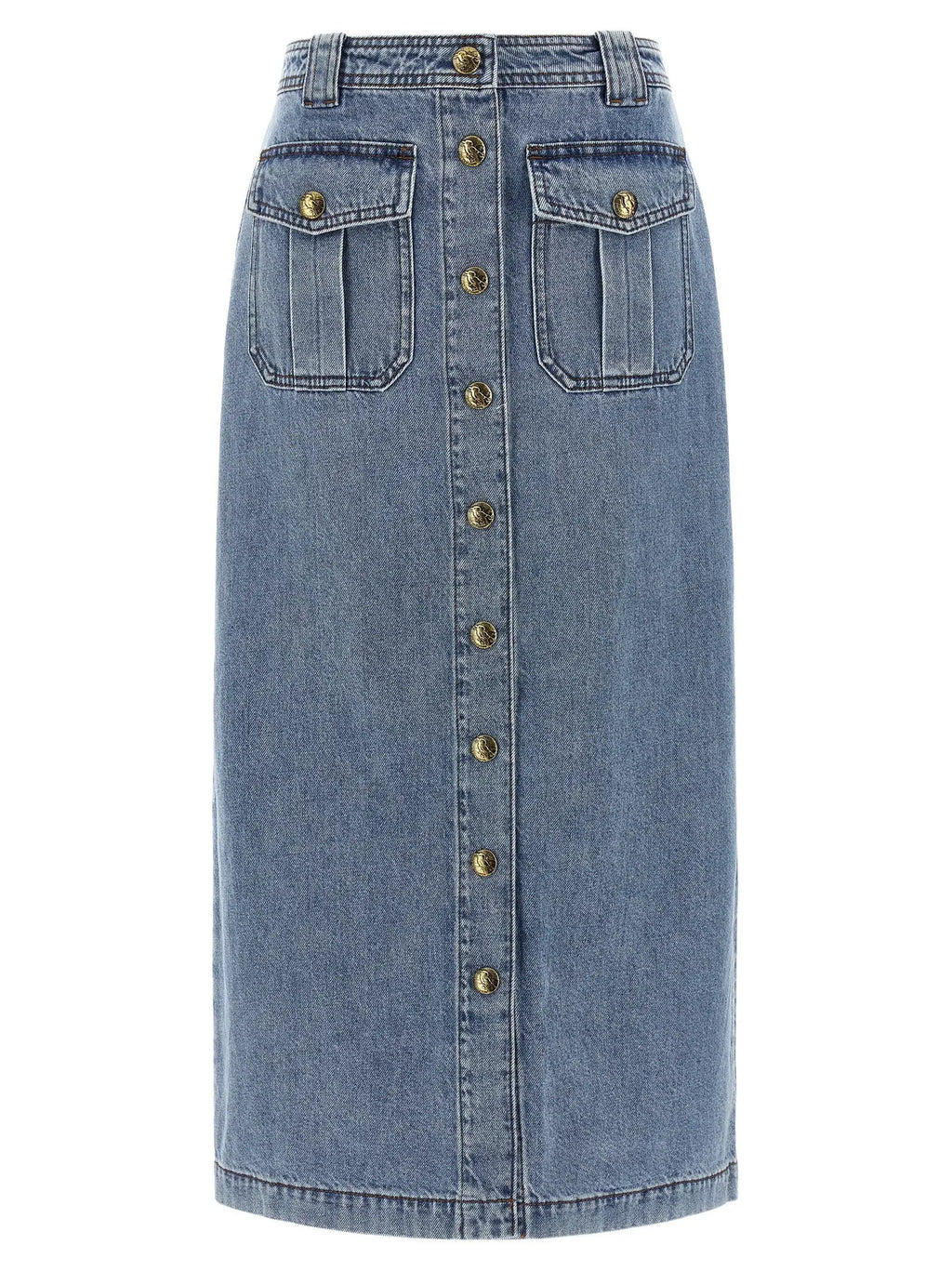Zimmermann Zimmermann Blue Cotton Midi Skirt