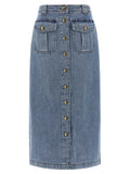 Zimmermann Zimmermann Blue Cotton Midi Skirt