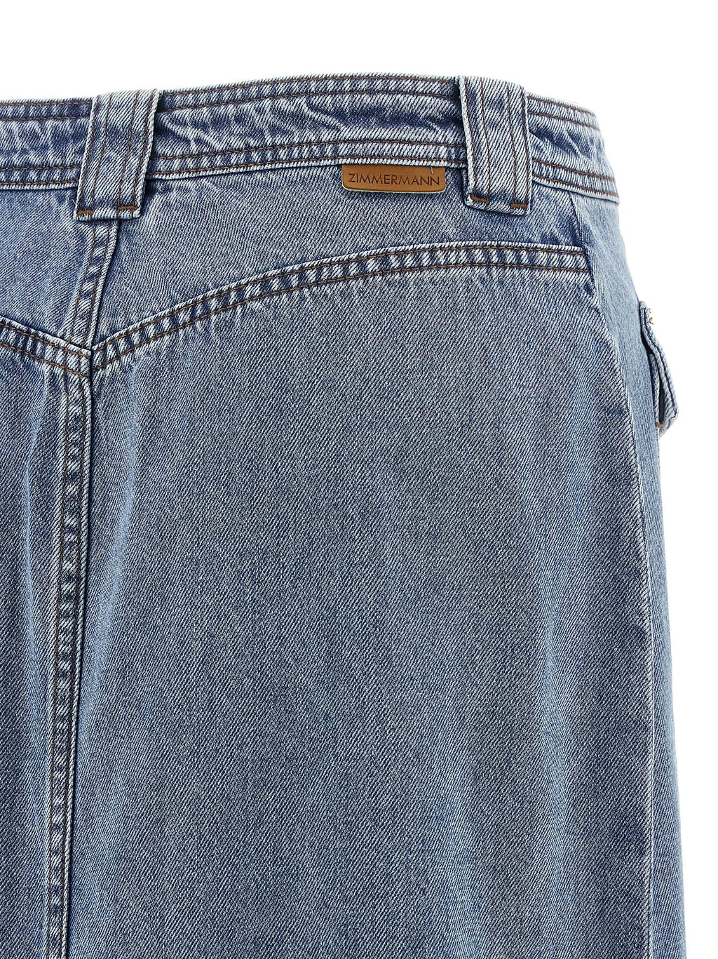 Zimmermann Zimmermann Blue Cotton Midi Skirt