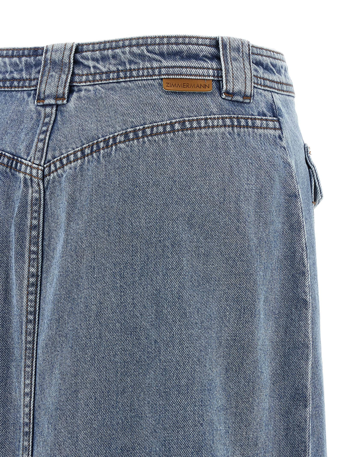 Zimmermann Zimmermann Blue Cotton Midi Skirt