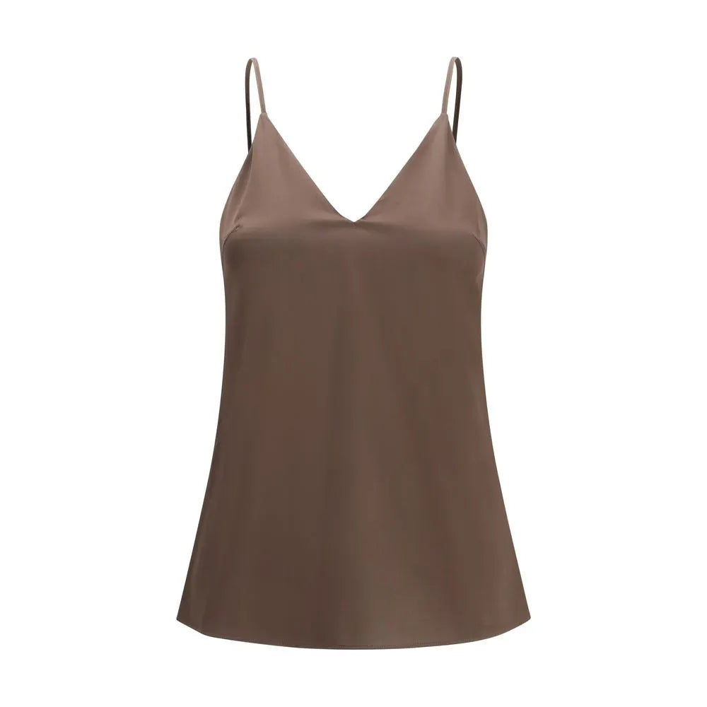 Brunello Cucinelli Brunello Cucinelli Brown Silk Sleeveles T-Shirt