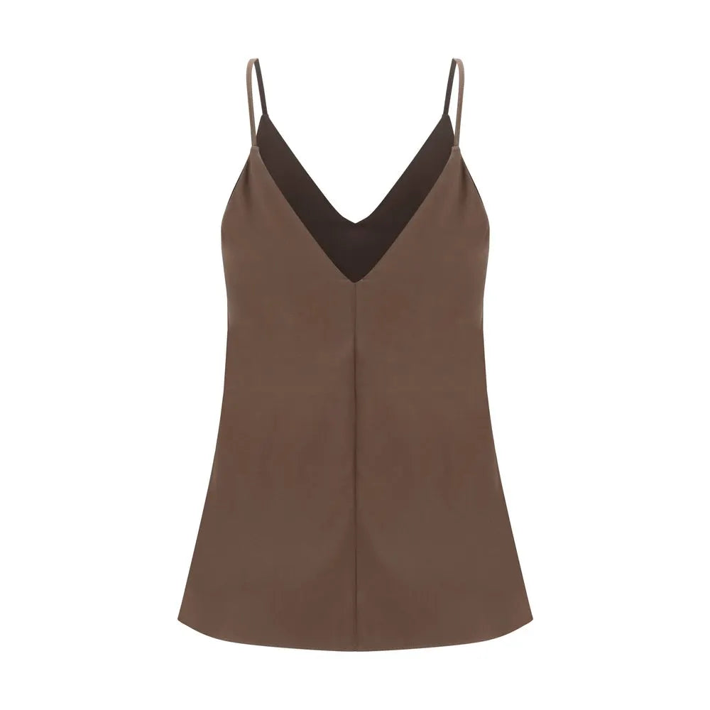 Brunello Cucinelli Brunello Cucinelli Brown Silk Sleeveles T-Shirt