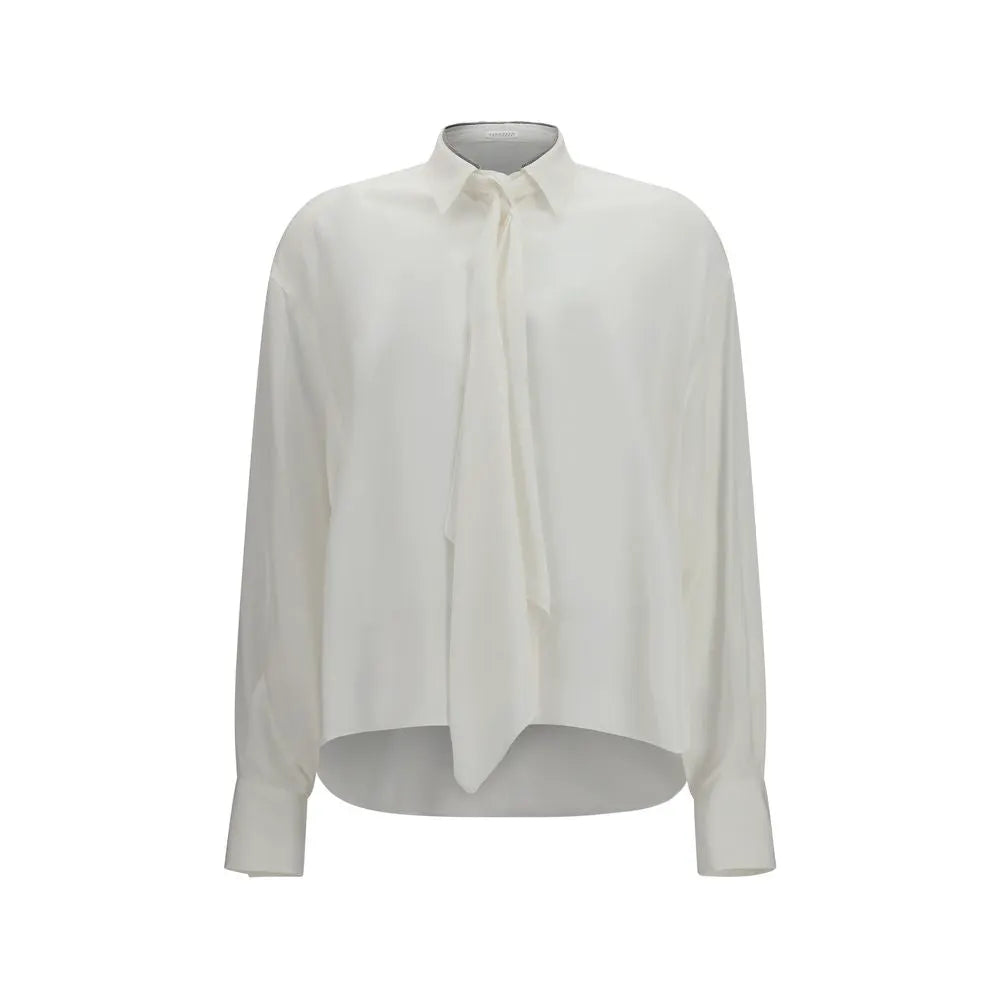 Brunello Cucinelli Brunello Cucinelli White Silk Dress Shirt