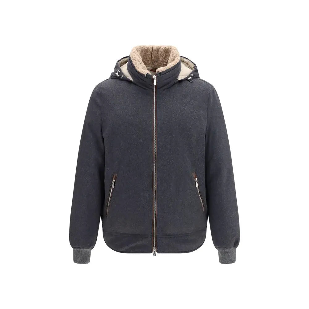 Brunello Cucinelli Brunello Cucinelli Gray Wool Oves Aries Shell Jacket