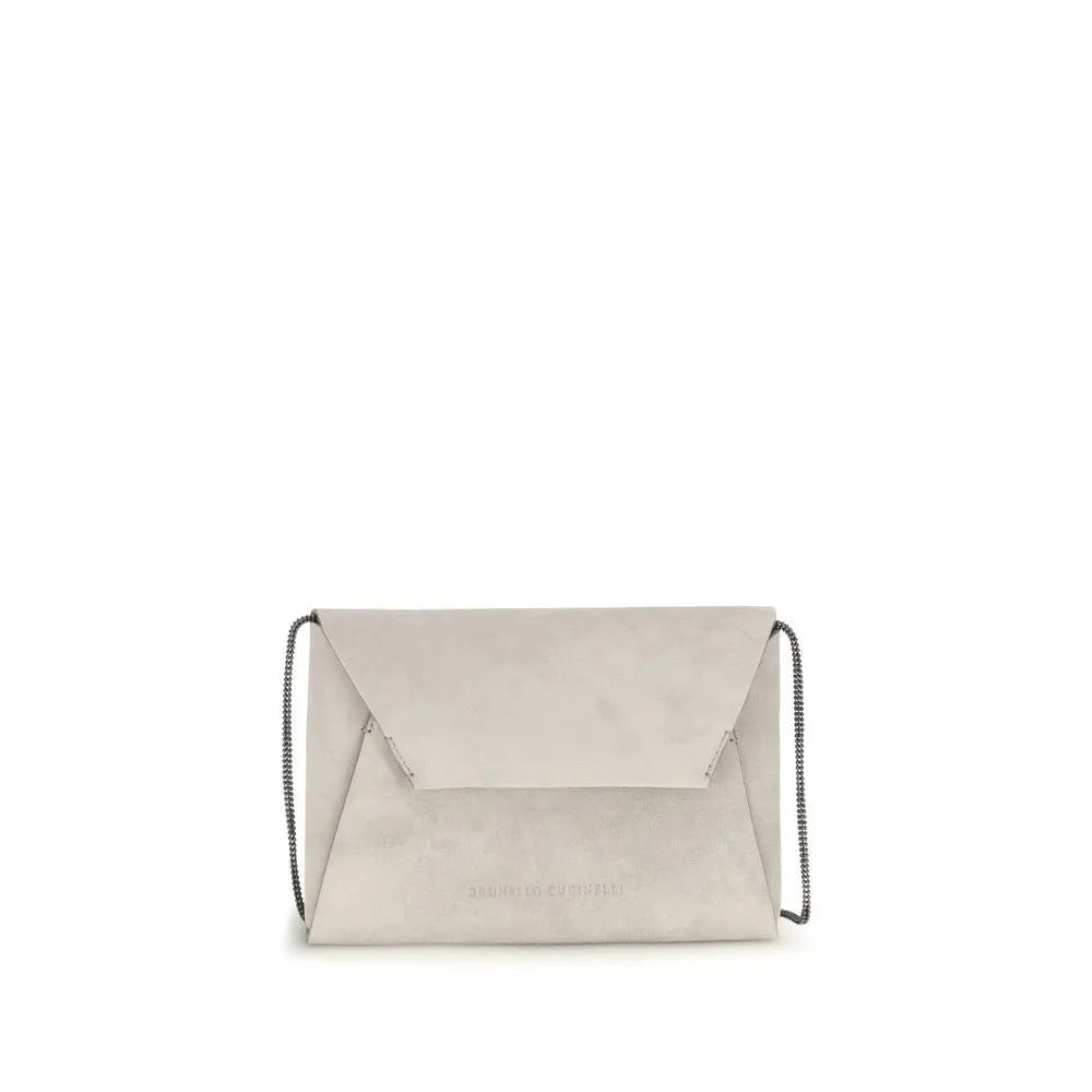 Brunello Cucinelli Brunello Cucinelli Gray Calf Leather Bos Taurus Shoulder Bag