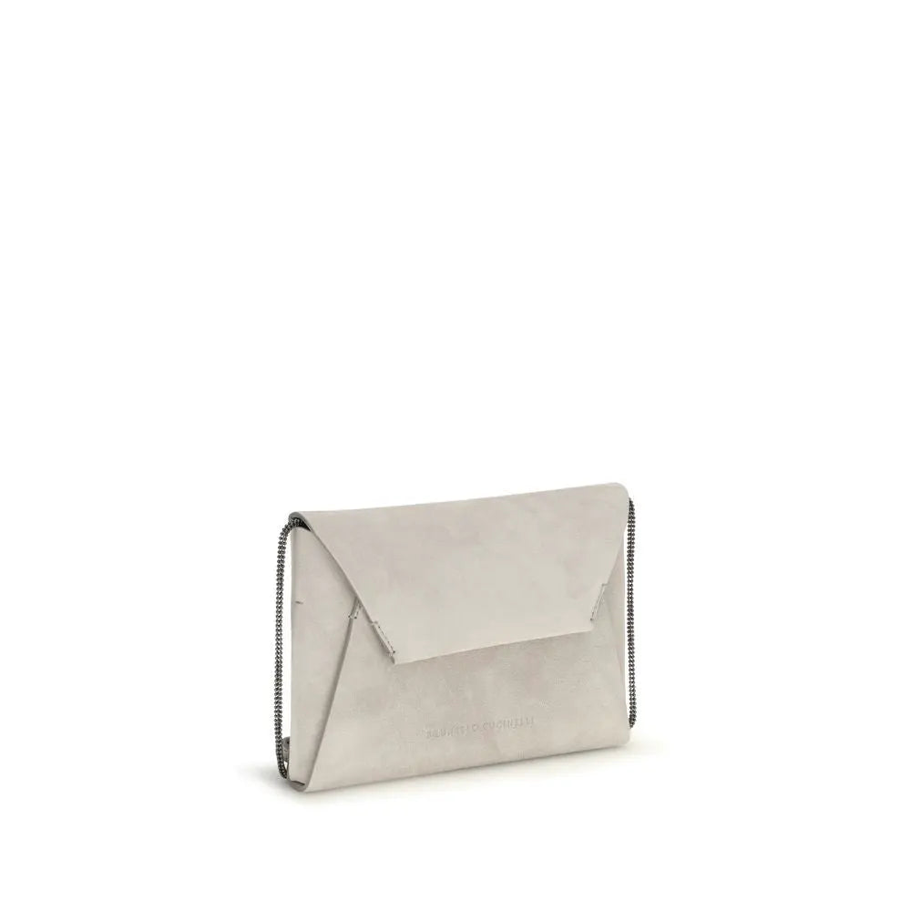 Brunello Cucinelli Brunello Cucinelli Gray Calf Leather Bos Taurus Shoulder Bag
