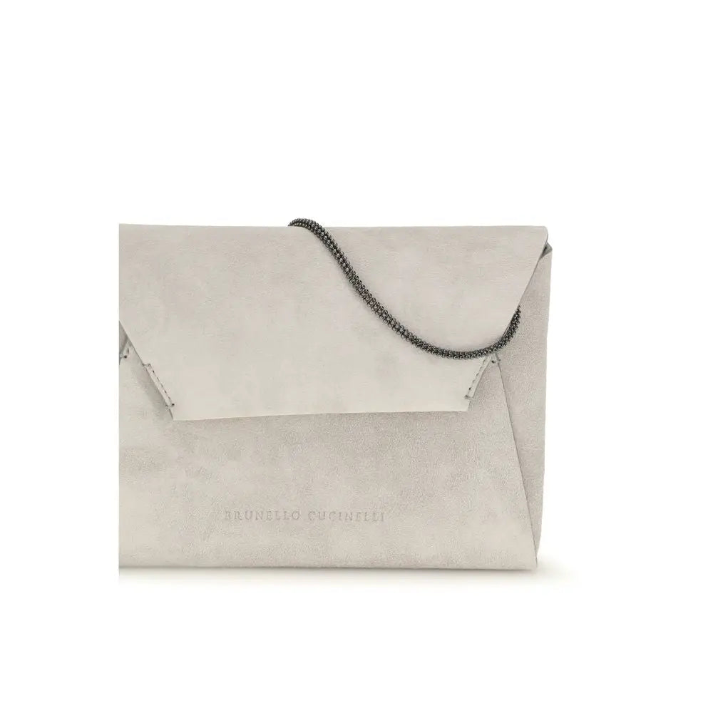Brunello Cucinelli Brunello Cucinelli Gray Calf Leather Bos Taurus Shoulder Bag