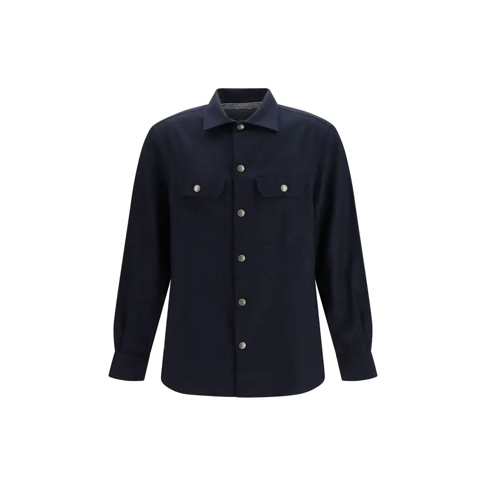 Brunello Cucinelli Brunello Cucinelli Blue Wool Oves Aries Shirt