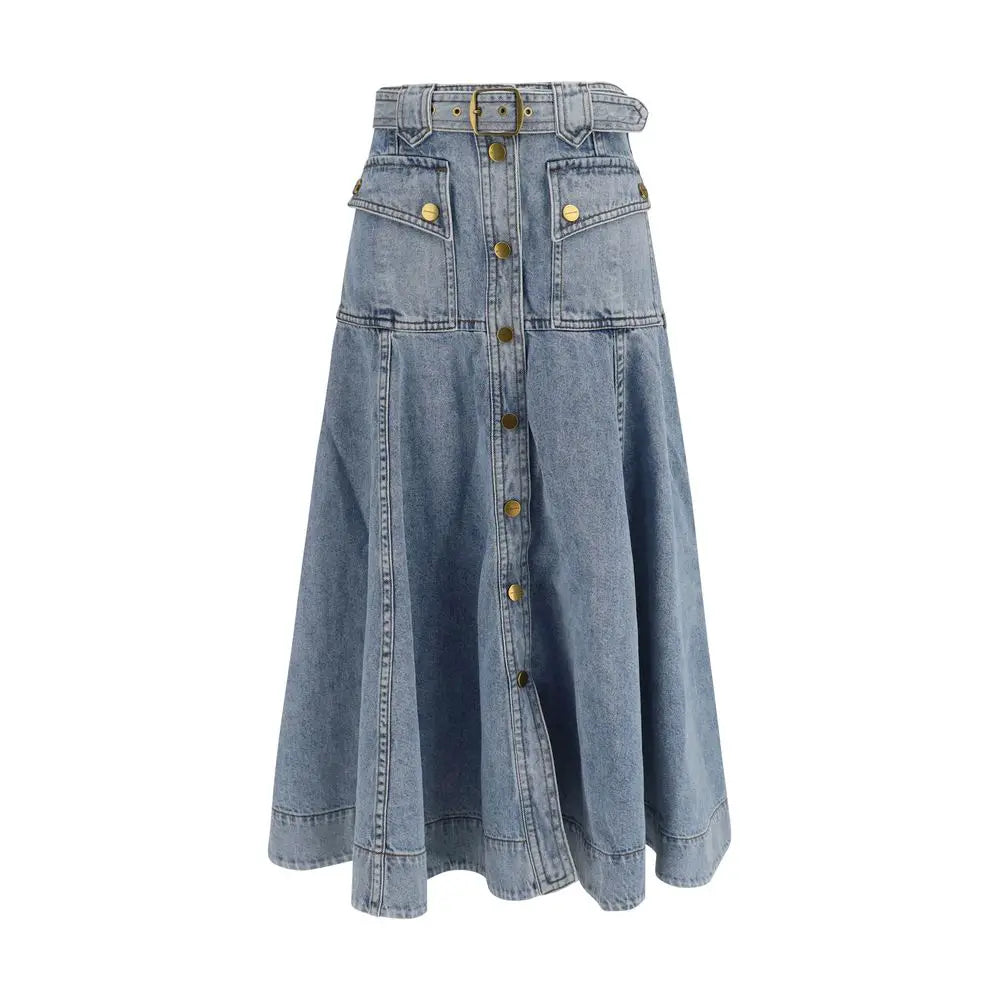 Zimmermann Zimmermann Blue Cotton Midi Skirt