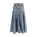Zimmermann Zimmermann Blue Cotton Midi Skirt