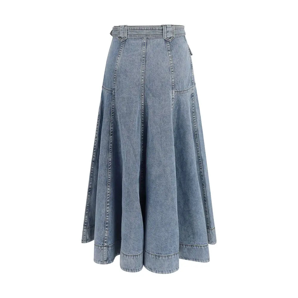 Zimmermann Zimmermann Blue Cotton Midi Skirt