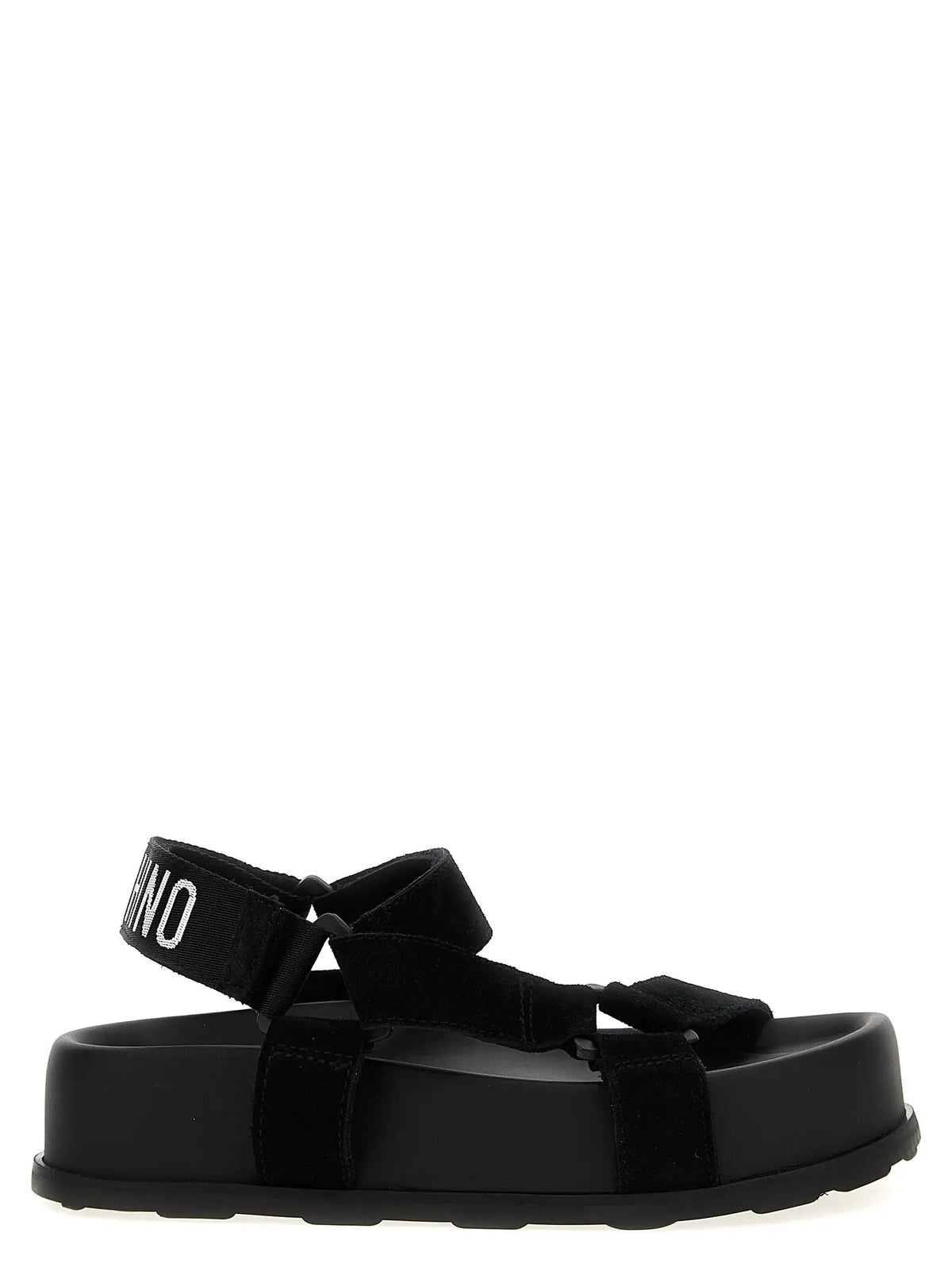 Moschino Moschino Black Calfskin Flat Sandals