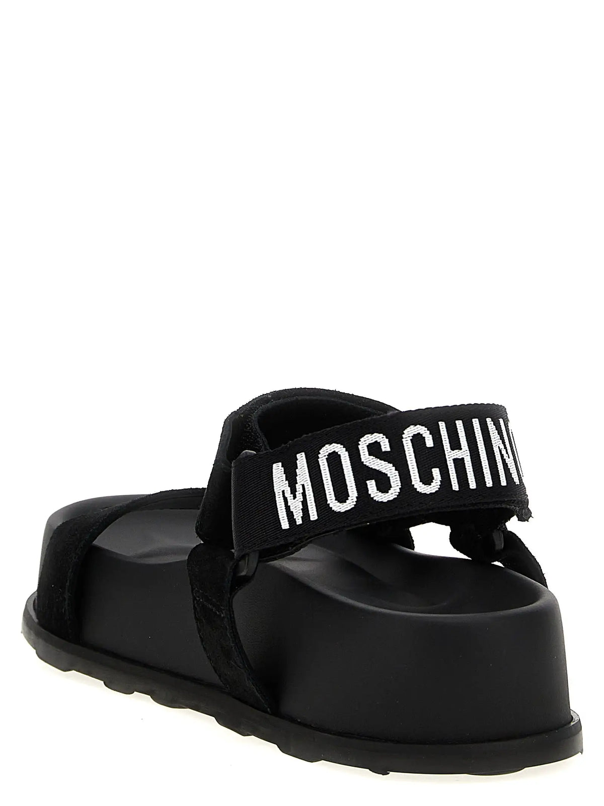 Moschino Moschino Black Calfskin Flat Sandals