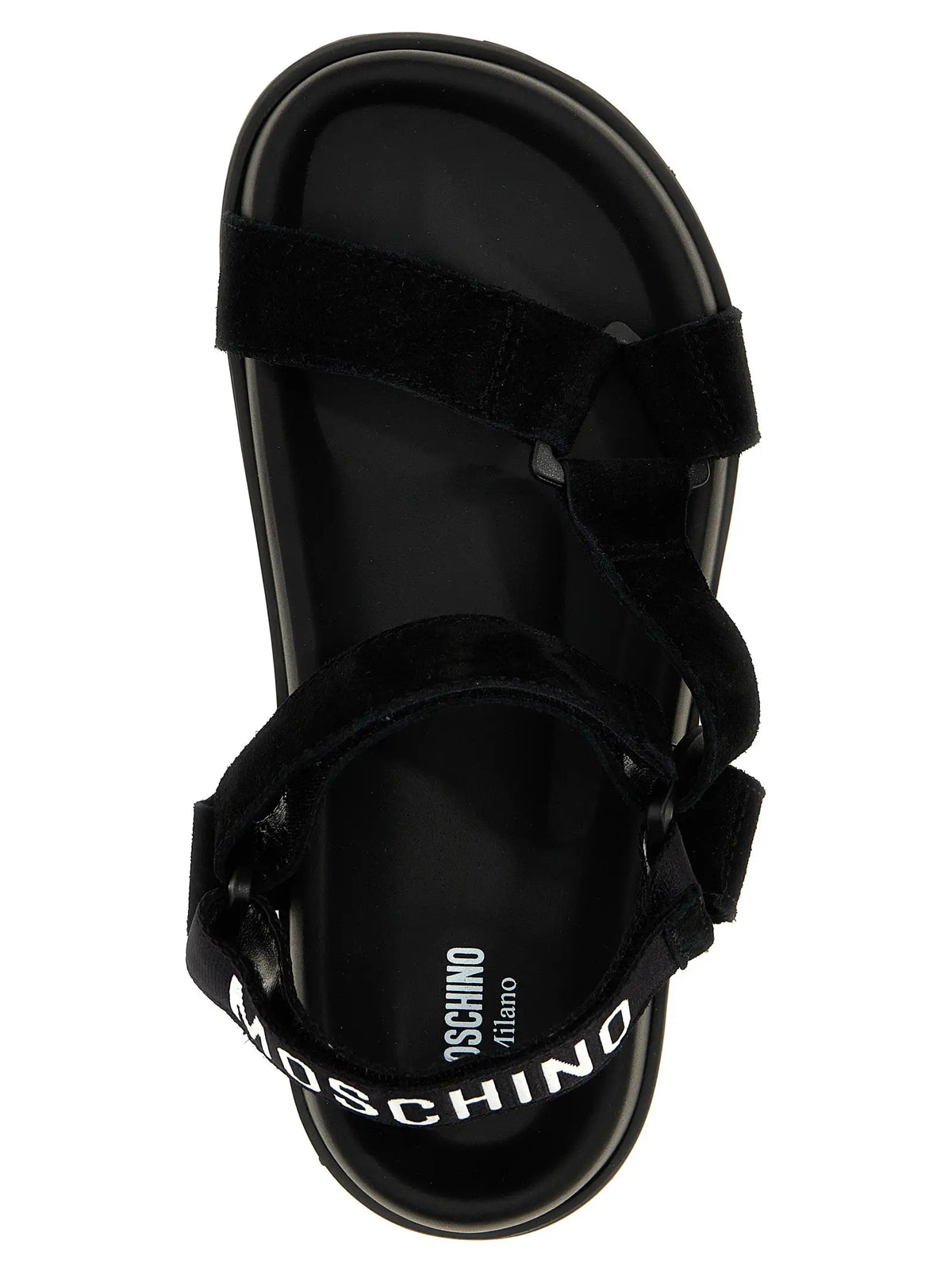 Moschino Moschino Black Calfskin Flat Sandals