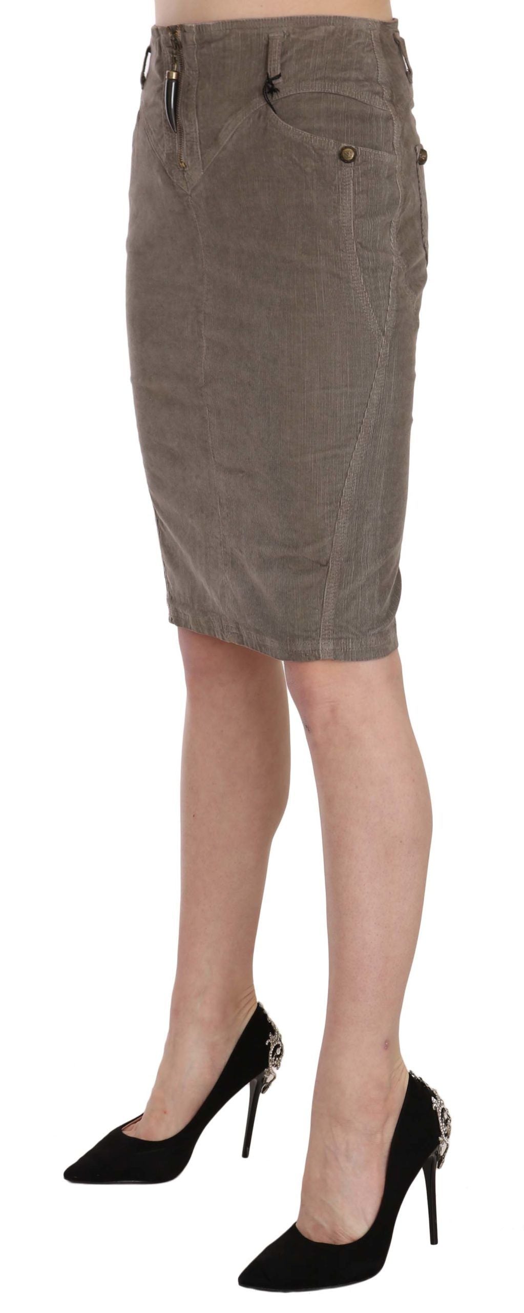 Just Cavalli Gray Corduroy Pencil Straight A-Line Skirt by Just Cavalli