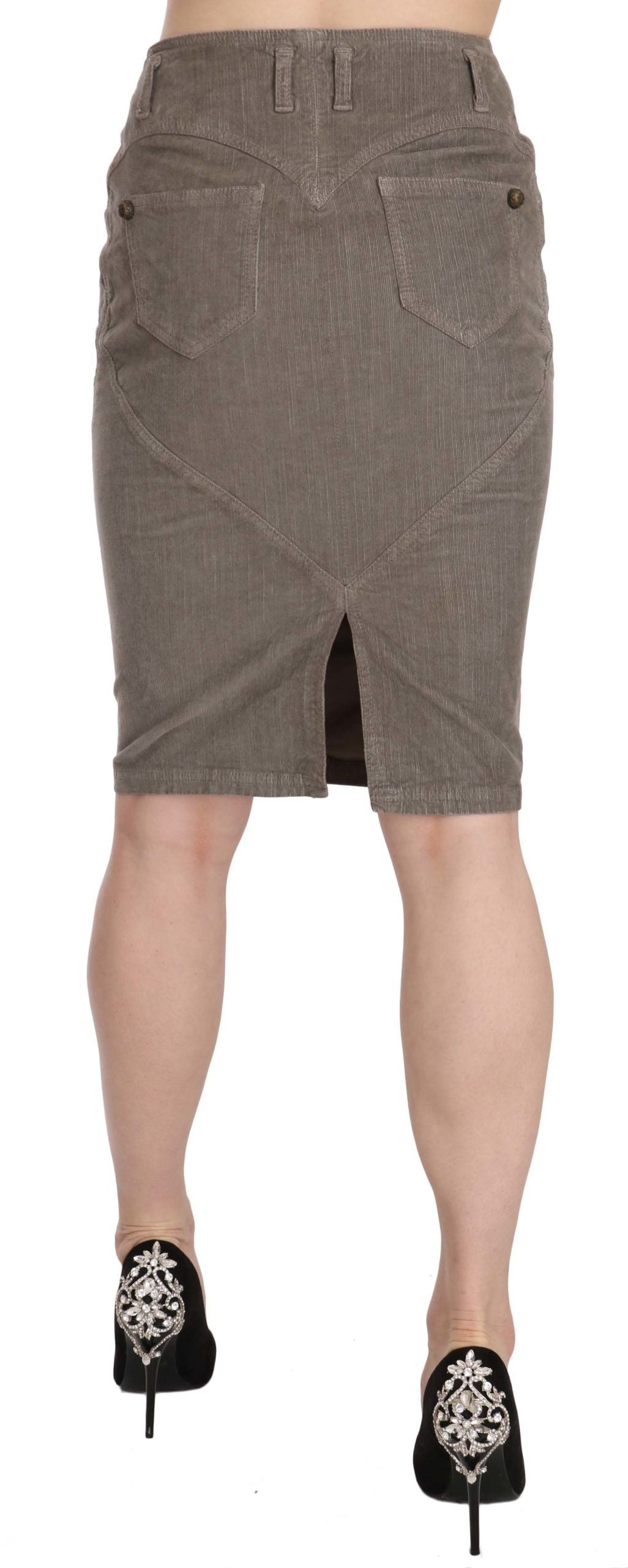 Just Cavalli Gray Corduroy Pencil Straight A-Line Skirt by Just Cavalli