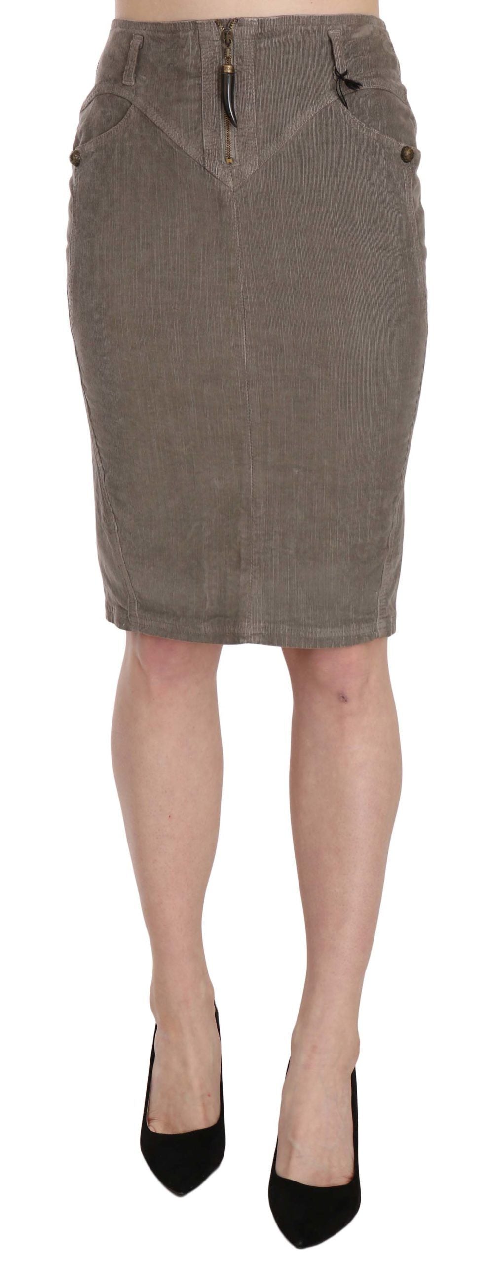 Just Cavalli Gray Corduroy Pencil Straight A-Line Skirt by Just Cavalli