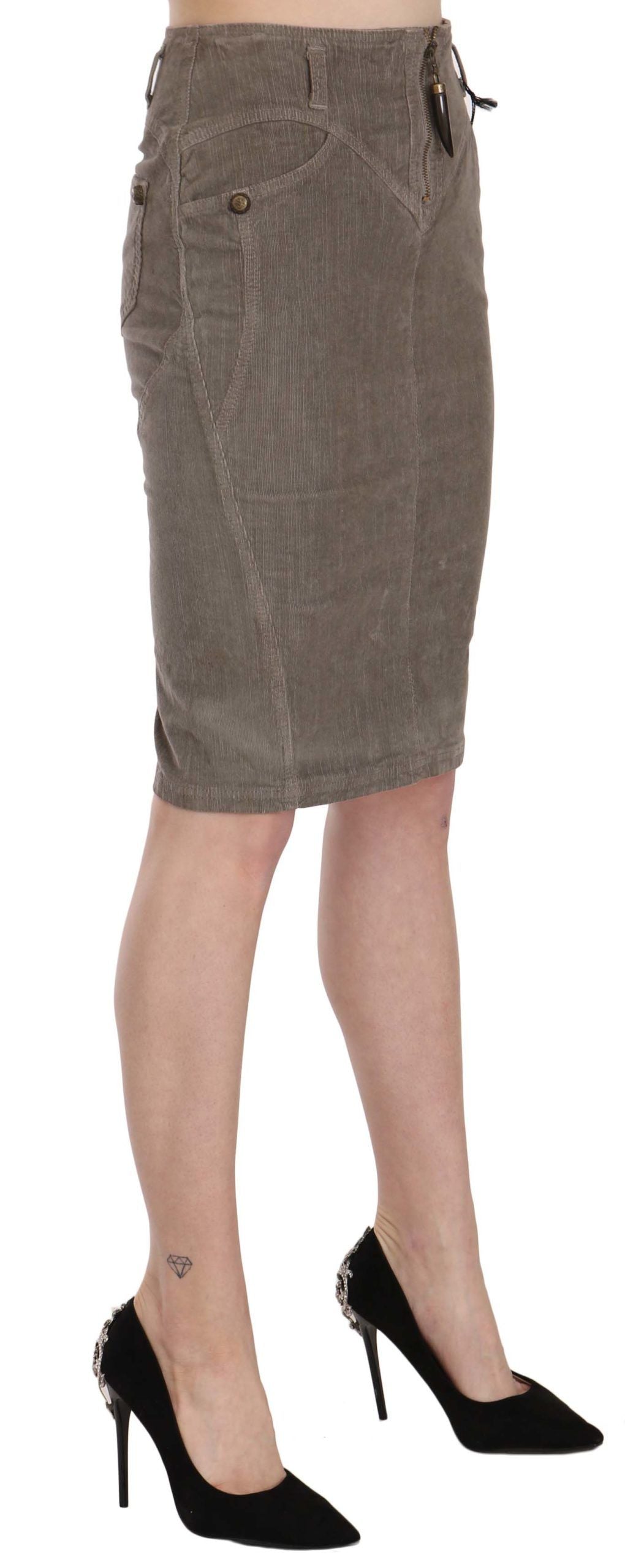 Just Cavalli Gray Corduroy Pencil Straight A-Line Skirt by Just Cavalli