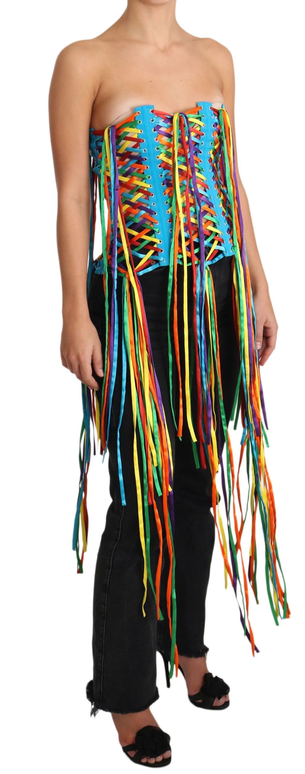 Dolce & Gabbana Multicolor Strings Bustier Polyester Corset Top by Dolce & Gabbana