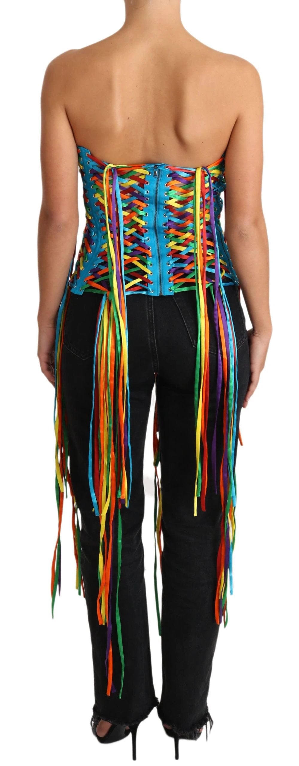 Dolce & Gabbana Multicolor Strings Bustier Polyester Corset Top by Dolce & Gabbana