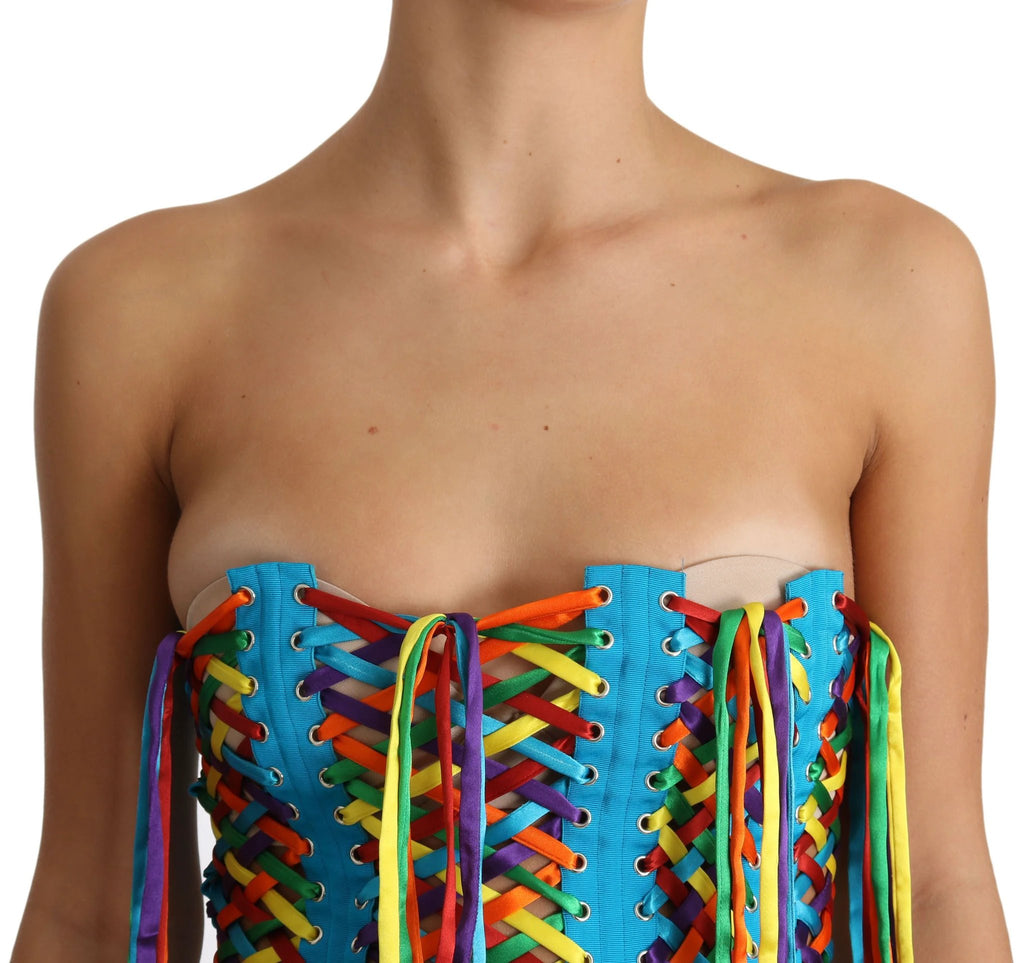 Dolce & Gabbana Multicolor Strings Bustier Polyester Corset Top by Dolce & Gabbana