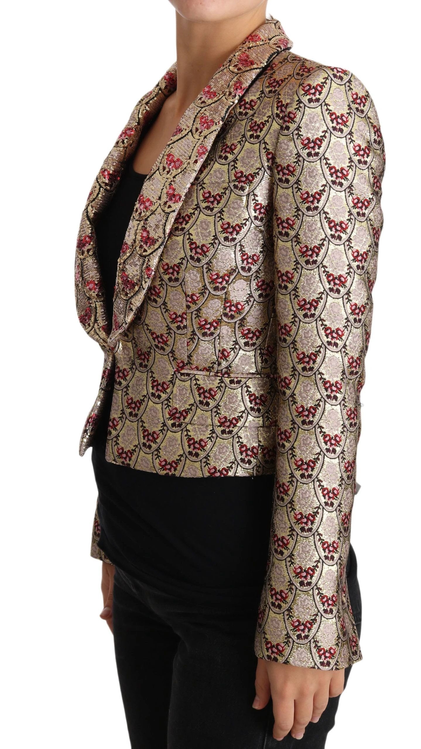 Dolce & Gabbana Gold Floral Sequined Blazer Coat Jacket by Dolce & Gabbana