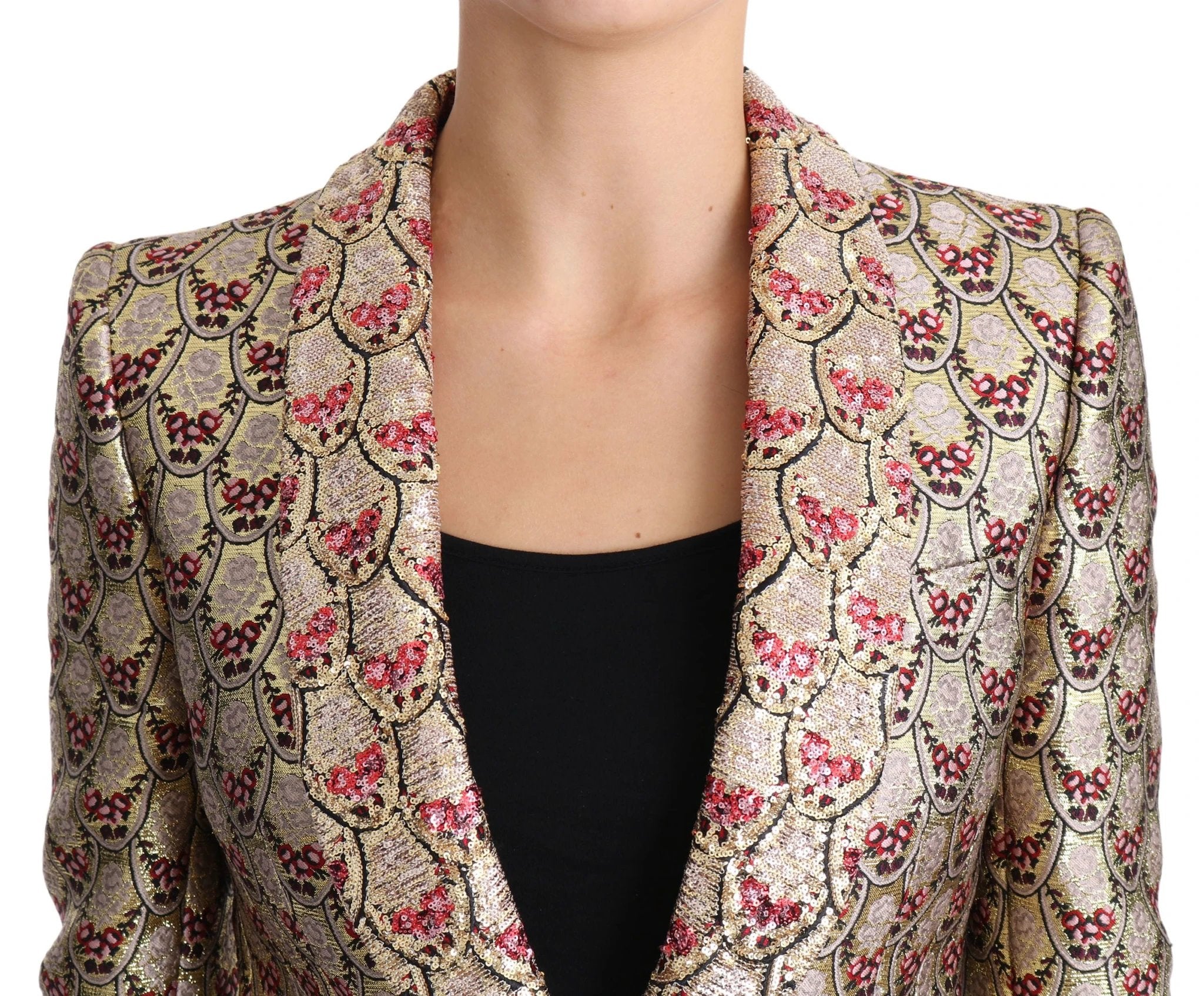 Dolce & Gabbana Gold Floral Sequined Blazer Coat Jacket by Dolce & Gabbana