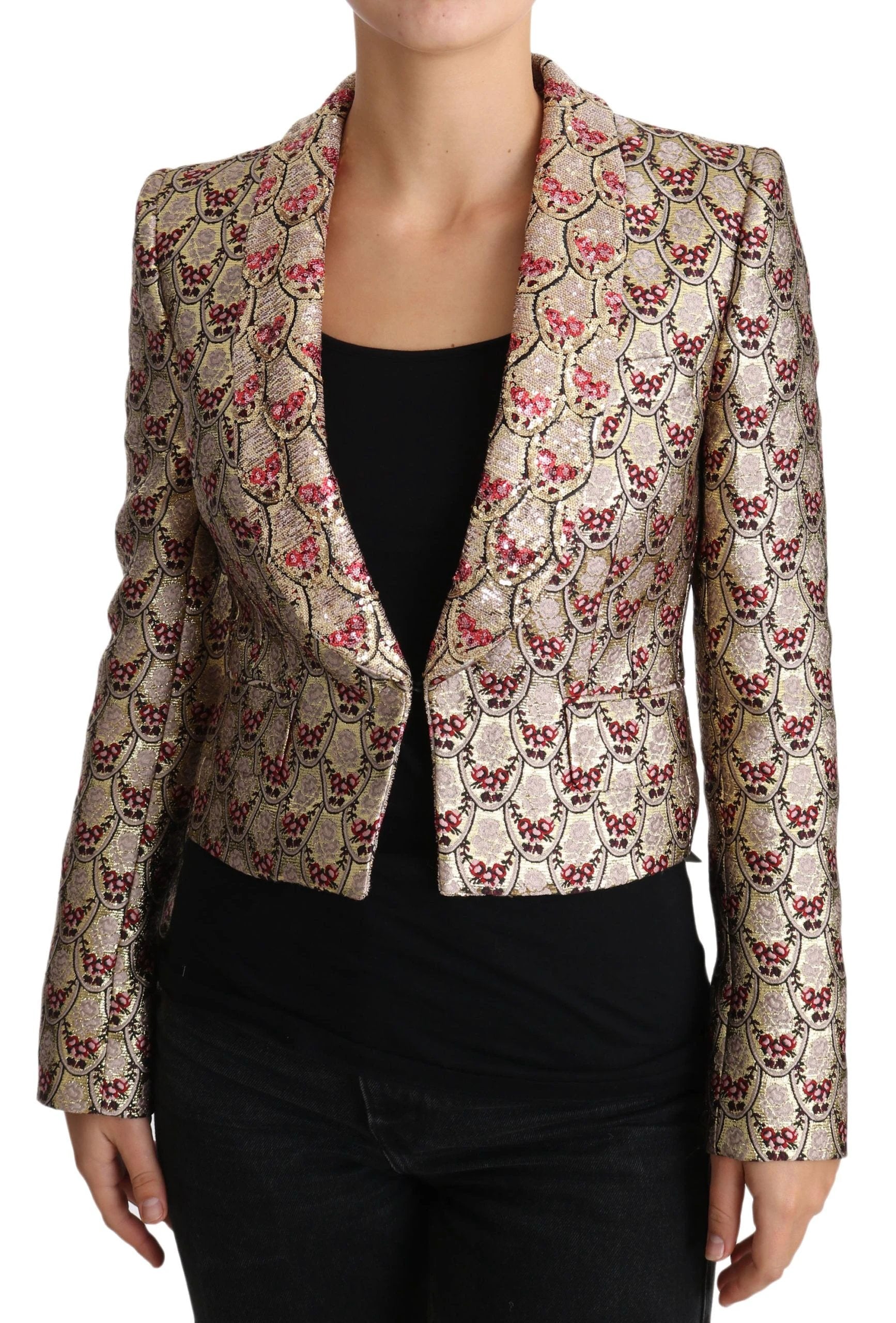 Dolce & Gabbana Gold Floral Sequined Blazer Coat Jacket by Dolce & Gabbana
